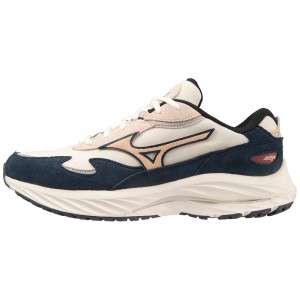 Basket Mizuno Wave Rider Beta Homme Blanche Marron Bleu | France M1203ML