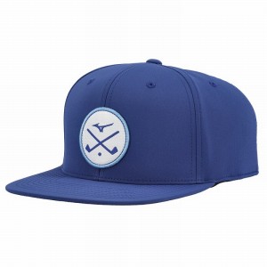 Chapeaux Mizuno Crossed Clubs Snapbk Femme Bleu Royal | France M4697VS