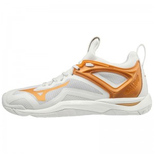 Chaussure Handball Mizuno Wave Mirage 3 Femme Blanche Doré | France M8697ON