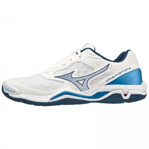 Chaussure Handball Mizuno Wave Phantom 3 Femme Blanche Bleu | France M3654ZG