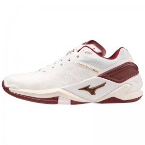 Chaussure Handball Mizuno Wave Stealth Neo Femme Blanche Rouge Foncé Doré | France M6819EN