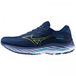 Chaussure Running Mizuno Wave Rider 27 Homme Bleu Marine Vert | France M1675UN