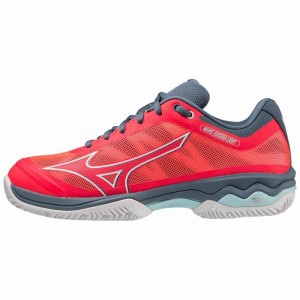 Chaussure Tennis Mizuno Wave Exceed Light CC Femme Corail Blanche Bleu | France M3796VE