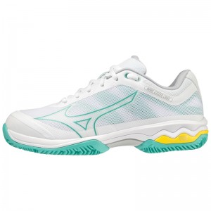 Chaussure Tennis Mizuno Wave Exceed Light CC Femme Blanche Turquoise | France M0164SU