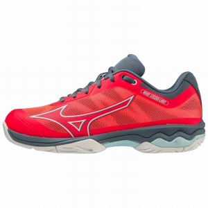 Chaussure Tennis Mizuno Wave Exceed Light AC Femme Corail Blanche Bleu | France M5821GU