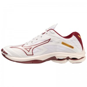 Chaussure Volley Mizuno Wave Lightning Z7 Femme Blanche Rouge Foncé Doré | France M2640WX