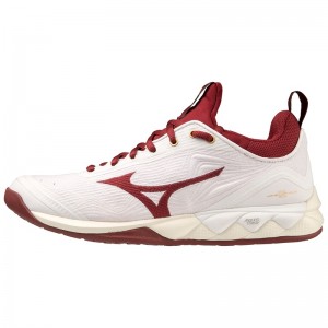 Chaussure Volley Mizuno Wave Luminous 2 Femme Blanche Rouge Foncé Doré | France M0926ZC