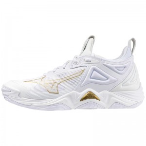 Chaussure Volley Mizuno Wave Momentum 3 Femme Blanche Doré | France M5917FJ