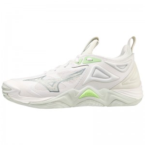 Chaussure Volley Mizuno Wave Momentum 3 Femme Blanche Vert | France M5694OM