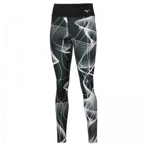 Collant Mizuno Printed Femme Noir Blanche | France M8025MG