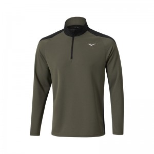 Hauts Mizuno D'hiver Breeze 1/4 Zip Homme Vert Olive | France M2345RK