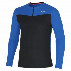 Hauts Mizuno Dryaeroflow LS HZ Homme Bleu | France M2340GQ