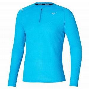 Hauts Mizuno Dryaeroflow LS HZ Homme Bleu | France M1034LJ