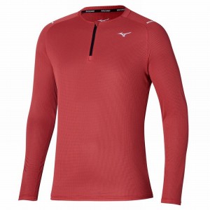 Hauts Mizuno Dryaeroflow LS HZ Homme Rouge | France M8047WR