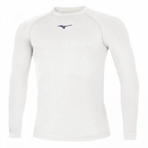 Hauts Mizuno Uni Core LS Underlayer Homme Blanche Bleu Marine | France M3590MC