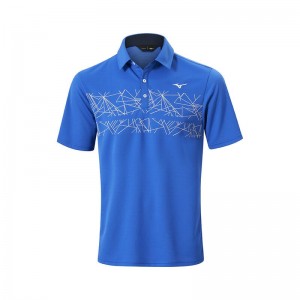 Polo Mizuno Breath Thermo Graphique Homme Bleu | France M4893DJ