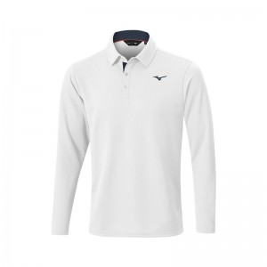 Polo Mizuno Breath Thermo L/S Homme Blanche | France M3906IR