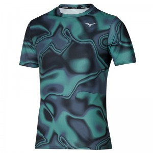 T Shirts Mizuno Core Graphique Tee Homme Bleu Noir | France M5462GR