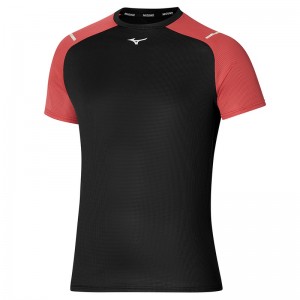 T Shirts Mizuno Dryaeroflow Tee Homme Noir Rouge | France M5360AG