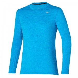 T Shirts Mizuno Impulse Core LS Tee Homme Bleu | France M5816LP