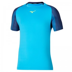 T Shirts Mizuno Release Shadow Tee Homme Bleu | France M4916LV