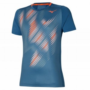 T Shirts Mizuno Shadow Graphique Tee Homme Bleu | France M1092KI