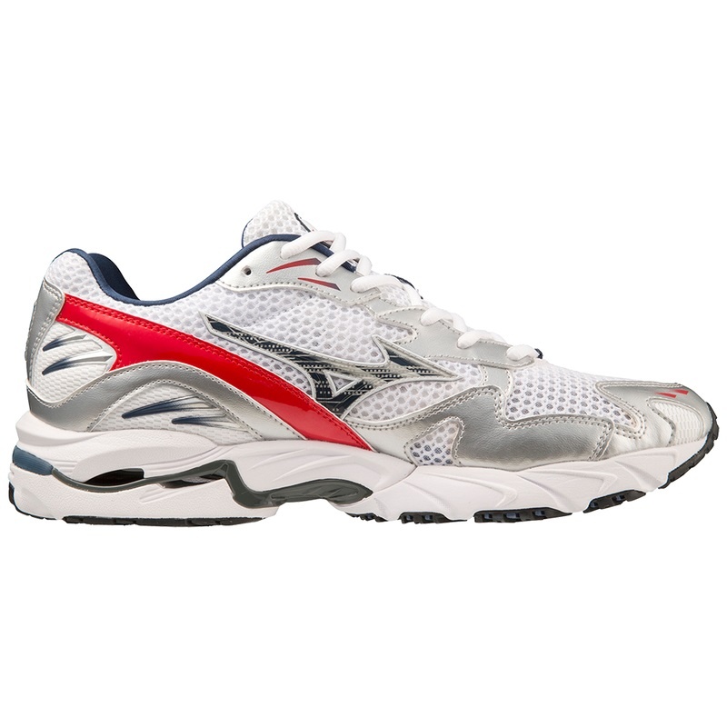 Basket Mizuno Wave Rider 10 Femme Blanche Bleu Rouge | France M3251NU