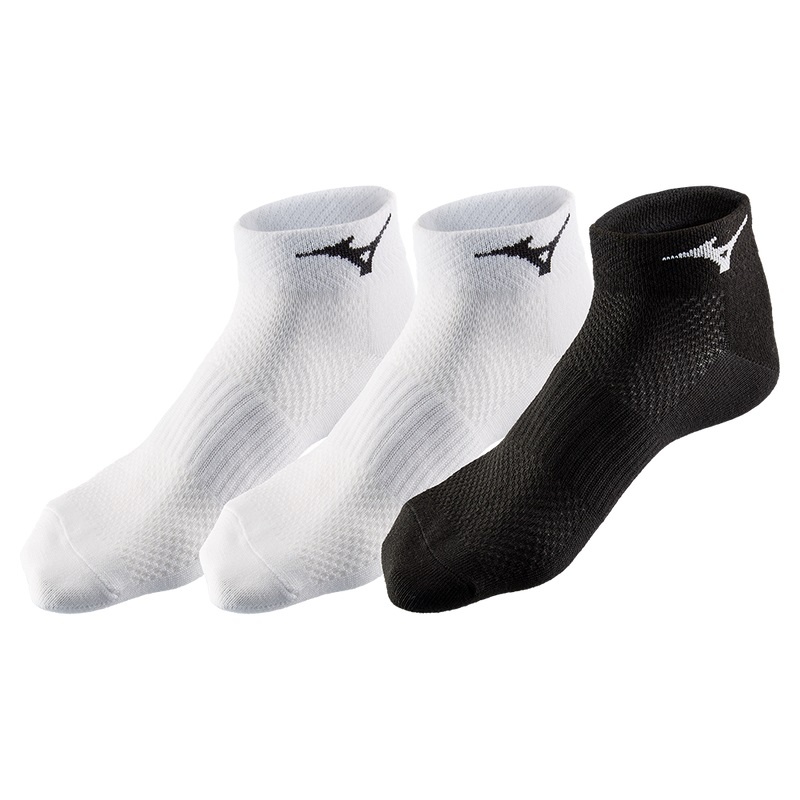 Chaussette Mizuno Course Mid 3P Homme Blanche Blanche Noir | France M3197DR