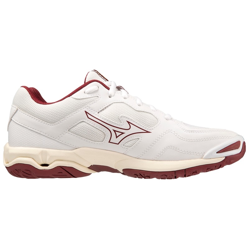 Chaussure Handball Mizuno Wave Phantom 3 Femme Blanche Rouge Foncé Doré | France M6459FV