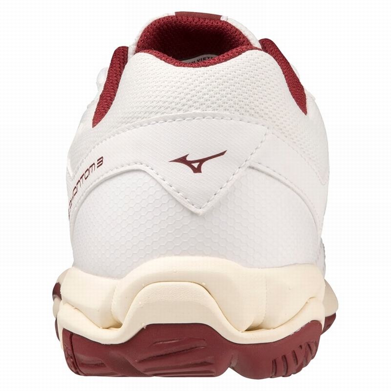 Chaussure Handball Mizuno Wave Phantom 3 Femme Blanche Rouge Foncé Doré | France M6459FV