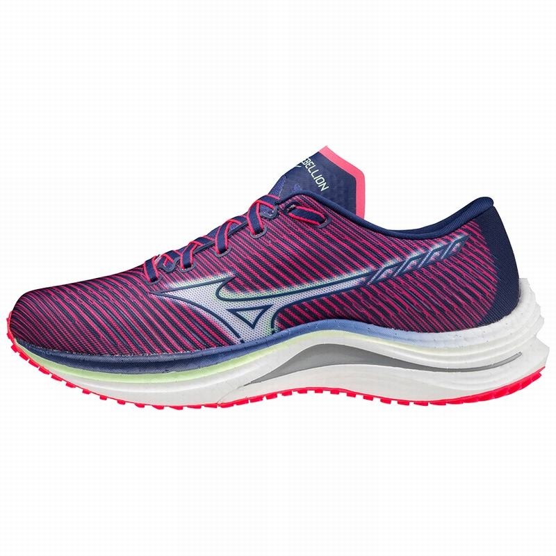 Chaussure Running Mizuno Wave Rebellion Femme Rose Indigo Blanche | France M8541BP