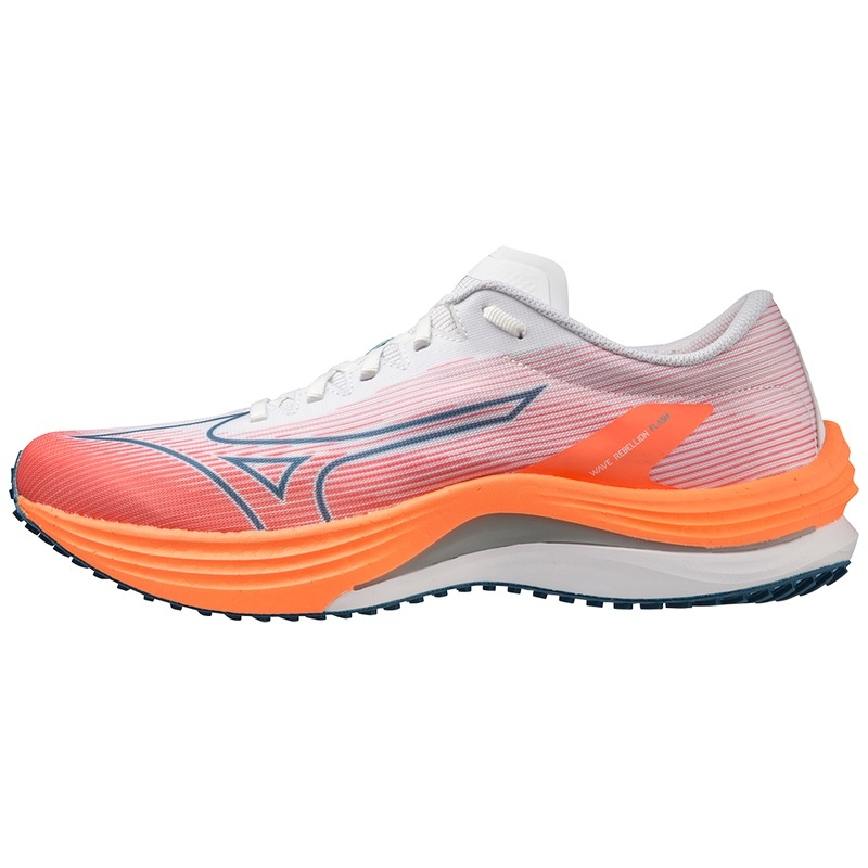 Chaussure Running Mizuno Wave Rebellion Flash Homme Blanche Argent Orange Clair | France M3064PB