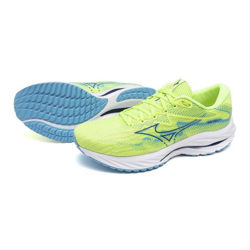 Chaussure Running Mizuno Wave Rider 27 Homme Vert Bleu Marine | France M8643TH