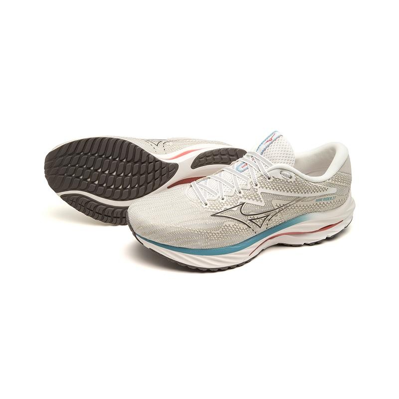 Chaussure Running Mizuno Wave Rider 27 Homme Blanche Grise | France M3269QD