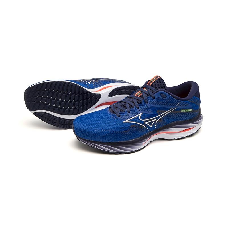 Chaussure Running Mizuno Wave Rider 27 Homme Bleu Blanche | France M5817UZ