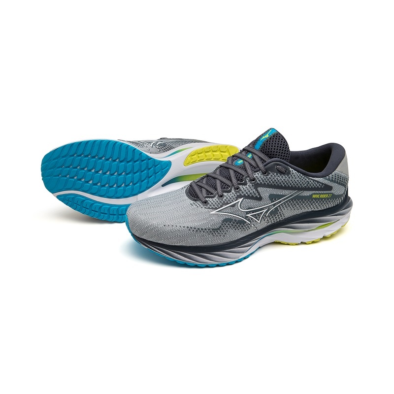 Chaussure Running Mizuno Wave Rider 27 Homme Bleu Blanche | France M1376IJ