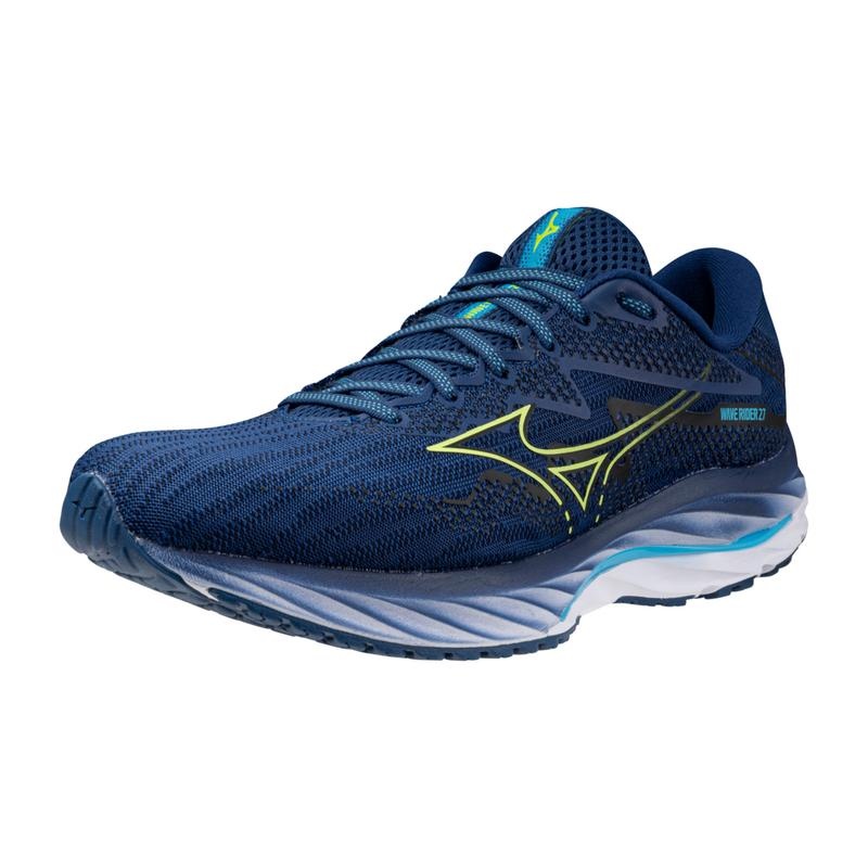 Chaussure Running Mizuno Wave Rider 27 Homme Bleu Marine Vert | France M1675UN