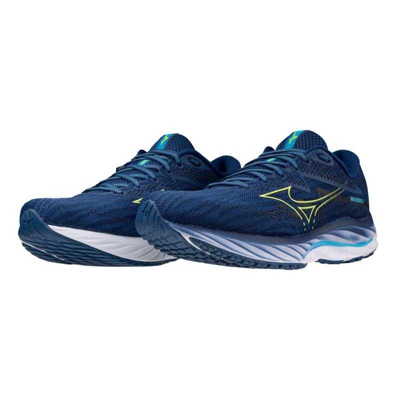 Chaussure Running Mizuno Wave Rider 27 Homme Bleu Marine Vert | France M1675UN