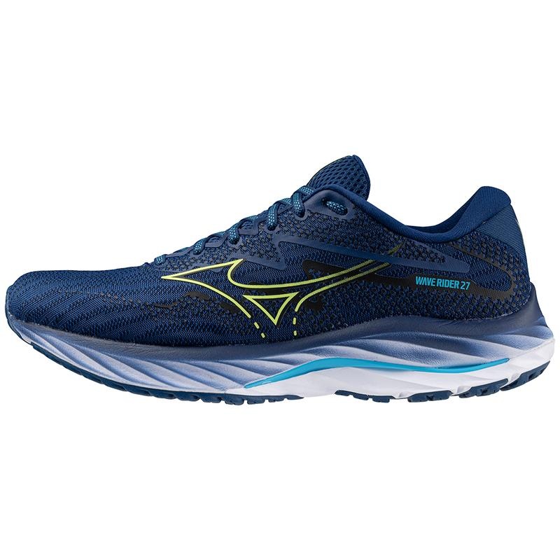 Chaussure Running Mizuno Wave Rider 27 Homme Bleu Marine Vert | France M1675UN