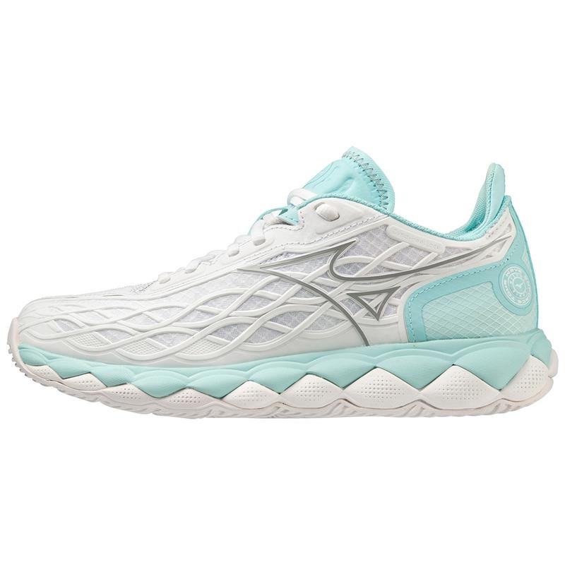 Chaussure Tennis Mizuno Wave Enforce Tour AC Femme Blanche Turquoise | France M2183CN