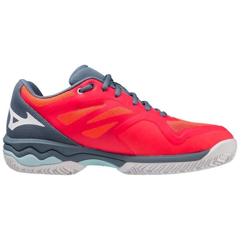 Chaussure Tennis Mizuno Wave Exceed Light CC Femme Corail Blanche Bleu | France M3796VE