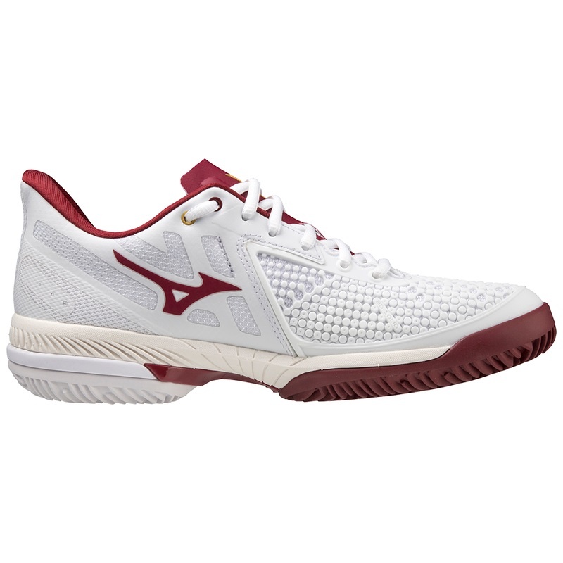 Chaussure Tennis Mizuno Wave Exceed Tour 5 CC Femme Blanche Rouge Foncé | France M0196EF