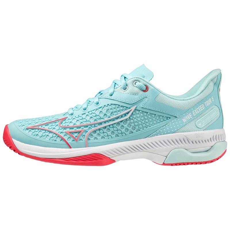 Chaussure Tennis Mizuno Wave Exceed Tour 5 AC Femme Turquoise Corail Blanche | France M6597SW