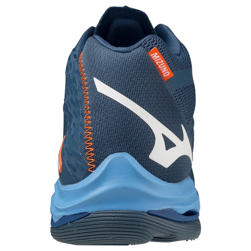 Chaussure Volley Mizuno Wave Lightning Z7Mid Homme Bleu Marine Blanche Bleu | France M1327HZ