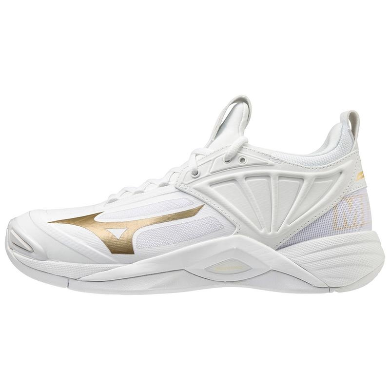 Chaussure Volley Mizuno Wave Momentum 2 Femme Blanche Doré | France M6219KS