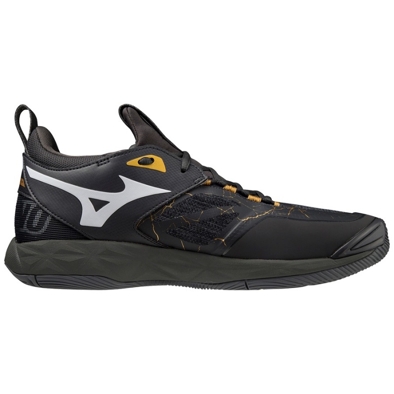 Chaussure Volley Mizuno Wave Momentum 2 Homme Noir Doré | France M1235ST