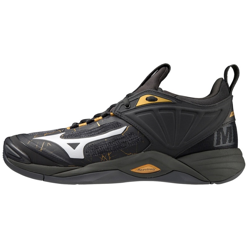 Chaussure Volley Mizuno Wave Momentum 2 Homme Noir Doré | France M1235ST