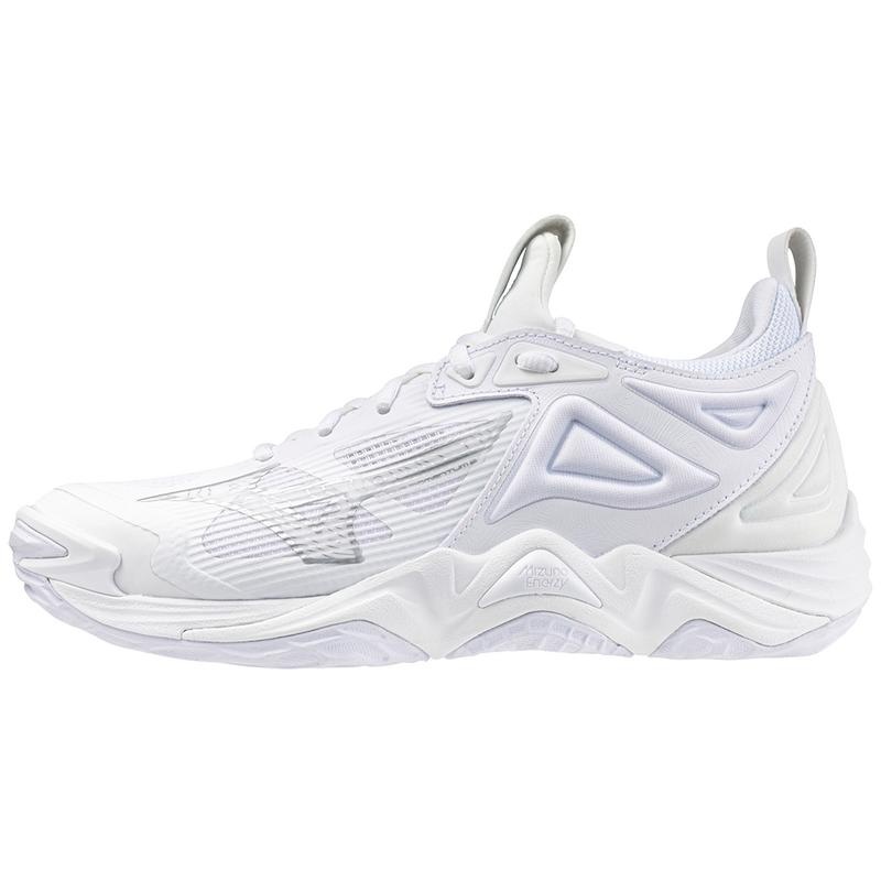 Chaussure Volley Mizuno Wave Momentum 3 Femme Blanche Argent | France M5670SA