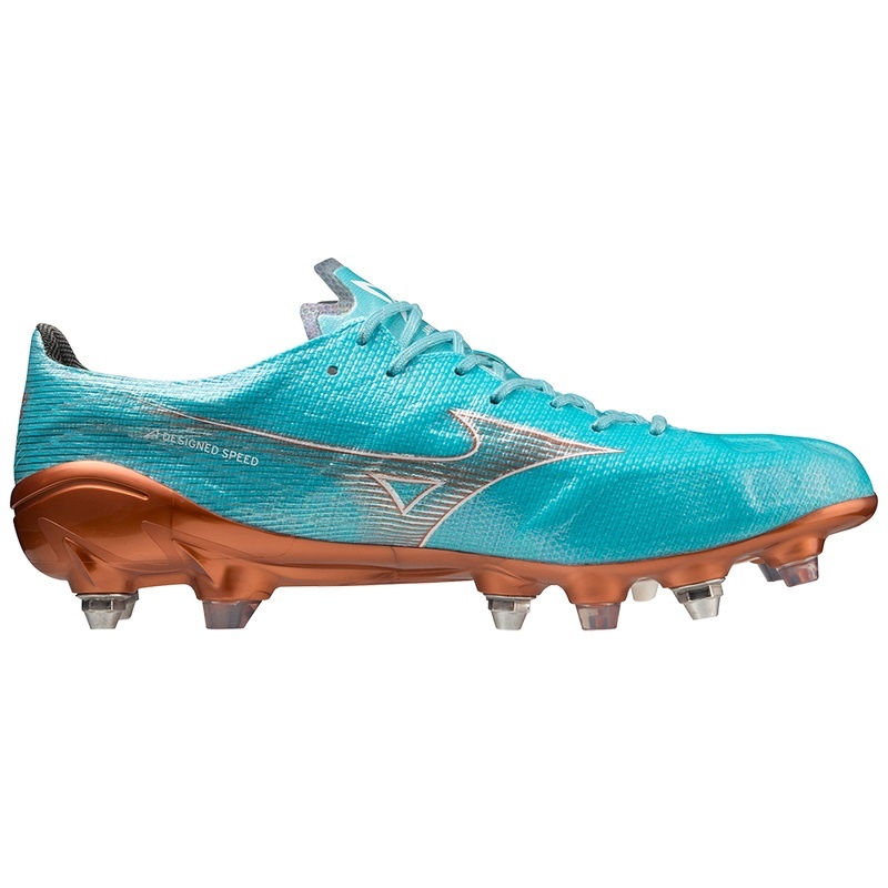 Chaussure de Foot Mizuno Alpha Japan Mix Femme Bleu Doré | France M3841TV