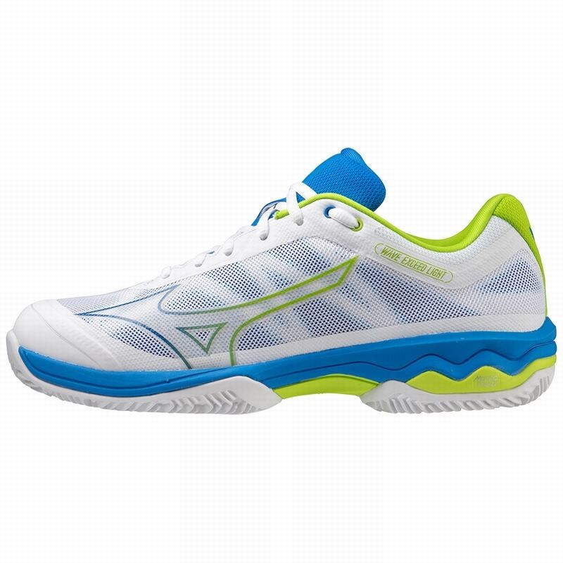 Chaussures Padel Mizuno Wave Exceed Light Homme Blanche Bleu Vert Clair | France M8012EK